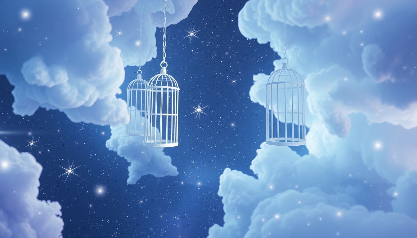 Ein Gefängnis im Himmel symbolisiert innere Konflikte und Sehnsüchte.
