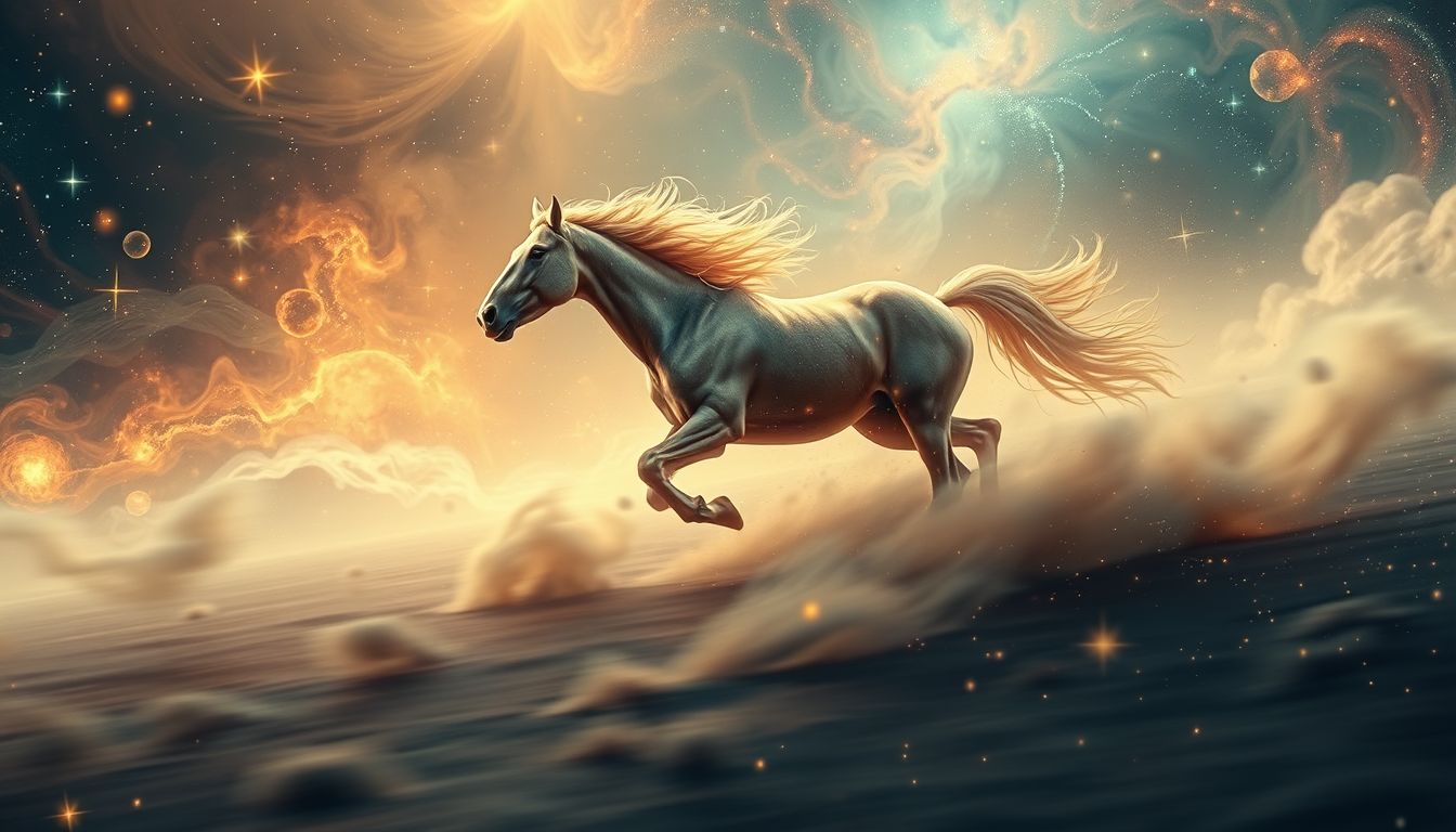 Ein unkontrolliertes galoppierendes Pferd symbolisiert innere Unruhe.