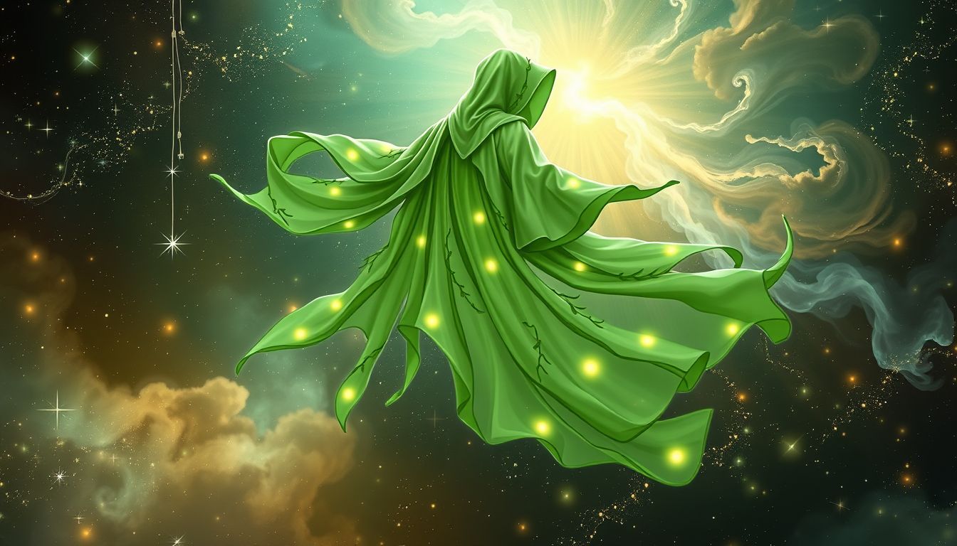 Ein grüner Regenmantel symbolisiert Hoffnung, Wachstum und innere Heilung.