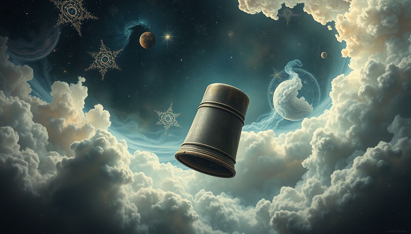 Ein alter Fingerhut symbolisiert Weisheit und vergangene Lebensphasen.