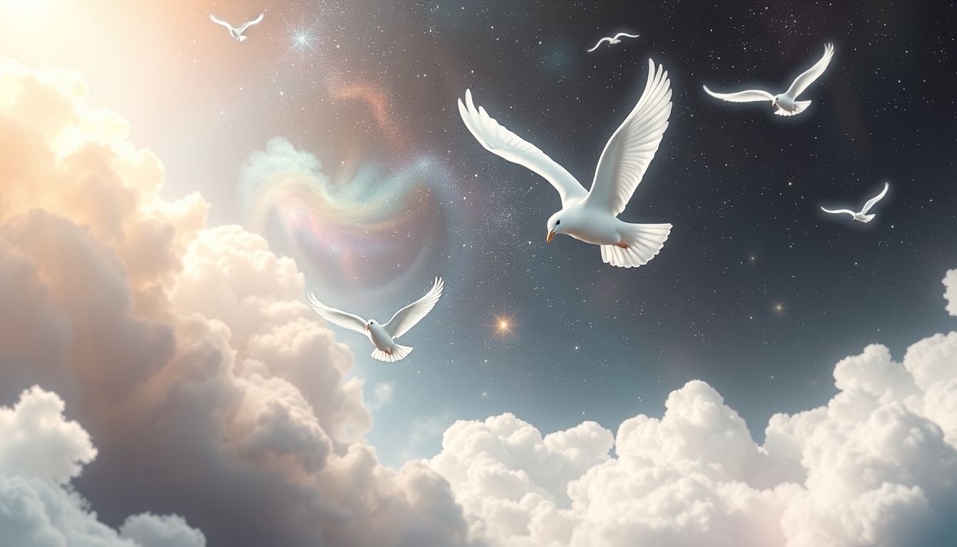 Weiße Vögel symbolisieren Reinheit, Frieden und spirituelle Freiheit im Traum.