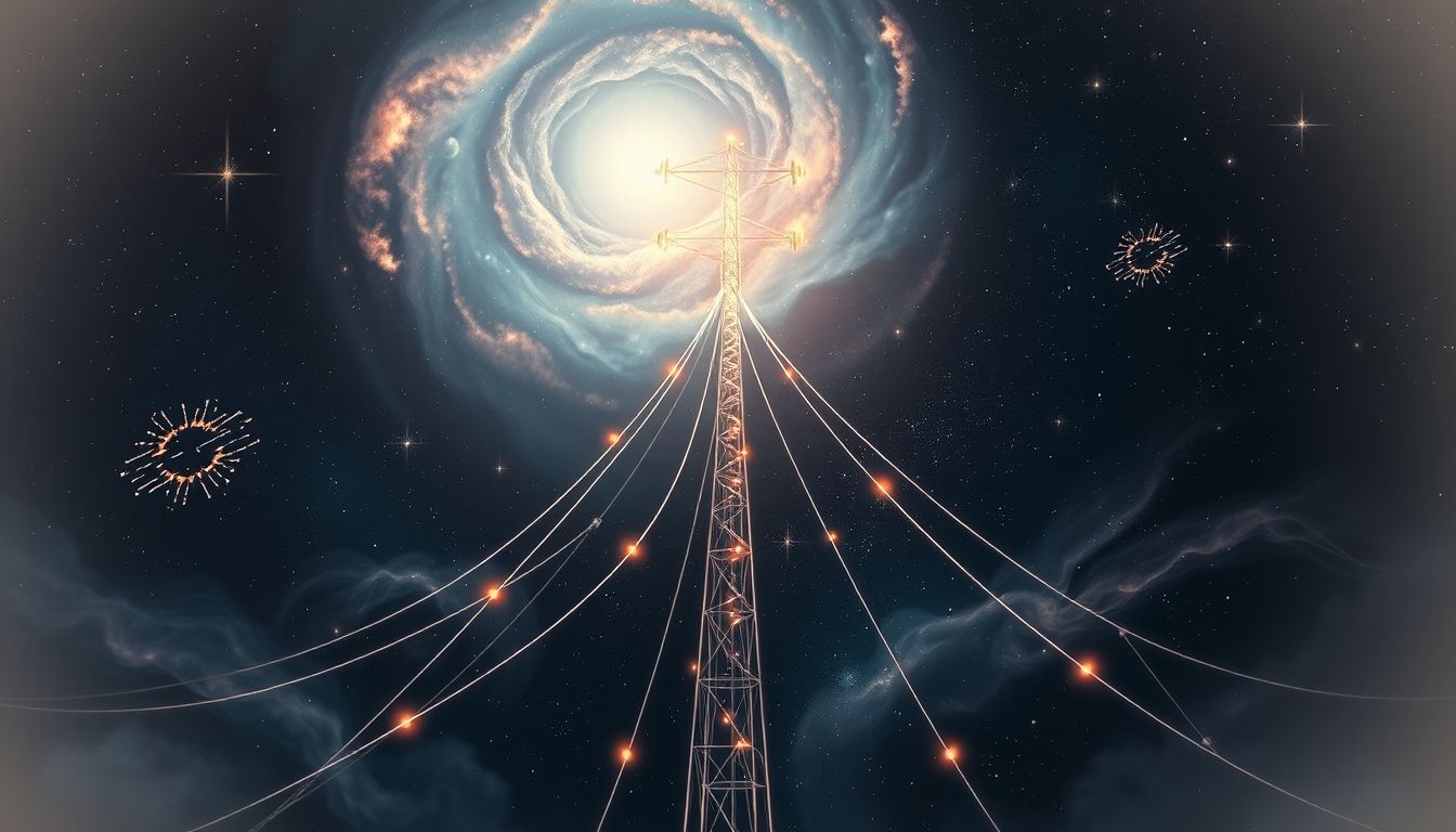 Ein Telegrafenmast symbolisiert Verbindung und Übermittlung wichtiger Nachrichten.
