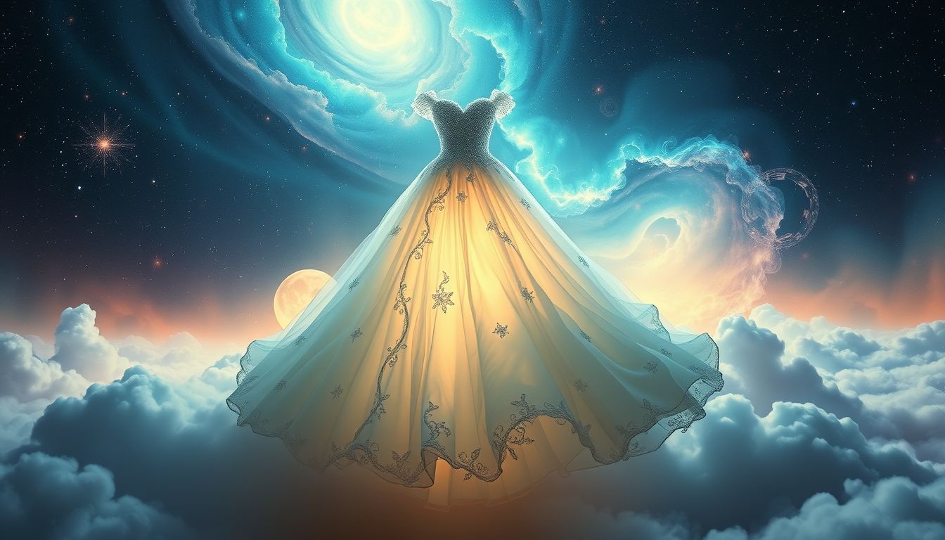 Ein buntes Brautkleid symbolisiert ungewöhnliche Lebensentscheidungen und Freiheit.