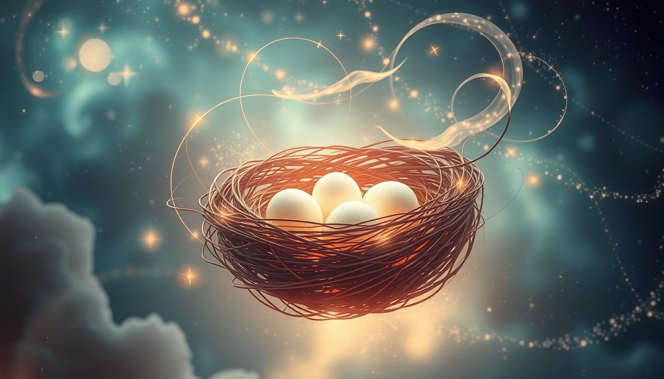 14 Eier im Vogelnest symbolisieren Neubeginn und Fruchtbarkeit im Traum.