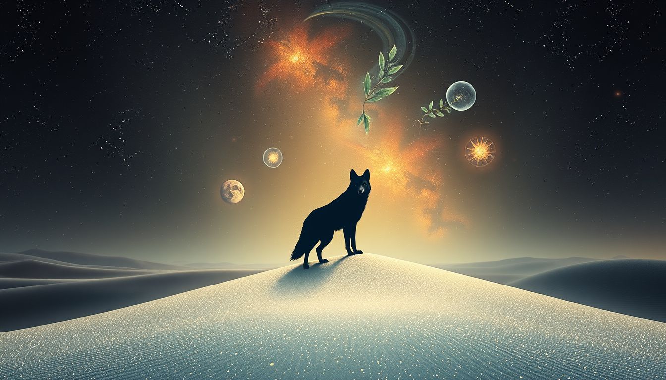 Ein Kojote in der Wüste symbolisiert innere Stärke und Anpassungsfähigkeit.