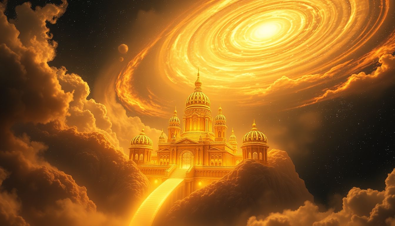 Im Traum Stadt aus Gold symbolisiert Sehnsucht nach Wohlstand.