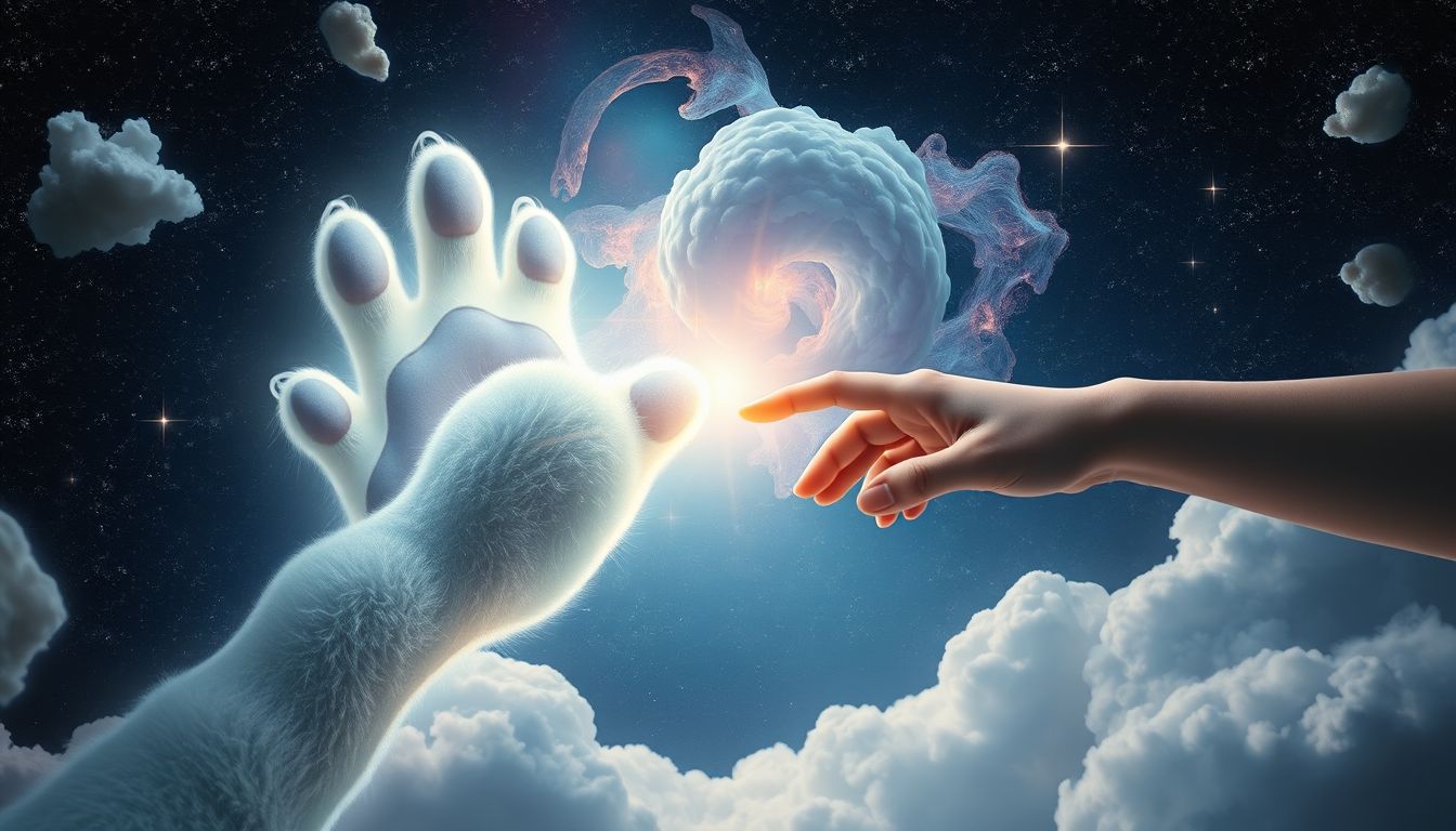 Ein Handschlag mit einem Tier symbolisiert vertraute innere Instinkte.