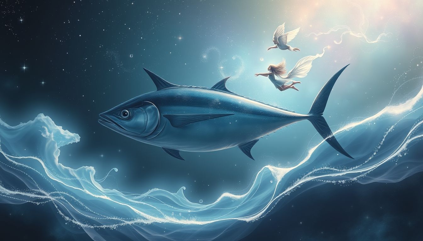 Mit einem Thunfisch schwimmen symbolisiert Freiheit und innere Stärke.