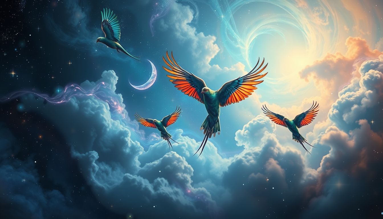 Exotische Vögel symbolisieren oft Sehnsucht nach Freiheit und Abenteuern.