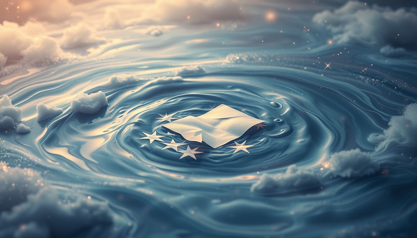 Ein Kartenbrief im Wasser symbolisiert emotionale Unruhe und Konflikte.