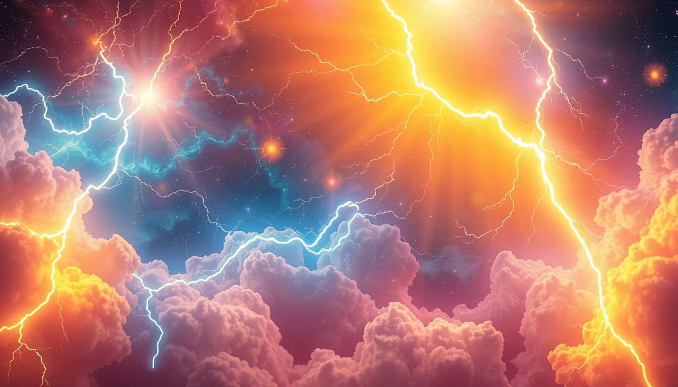 Blitzfeuer mit Sonnenschein symbolisiert Hoffnung nach plötzlicher Erkenntnis.