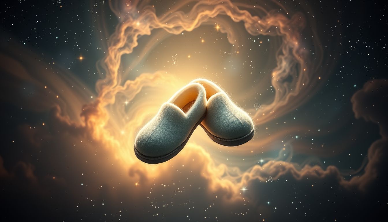 Fliegende Filzschuhe symbolisieren Sehnsucht nach Freiheit und Selbstbestimmung.
