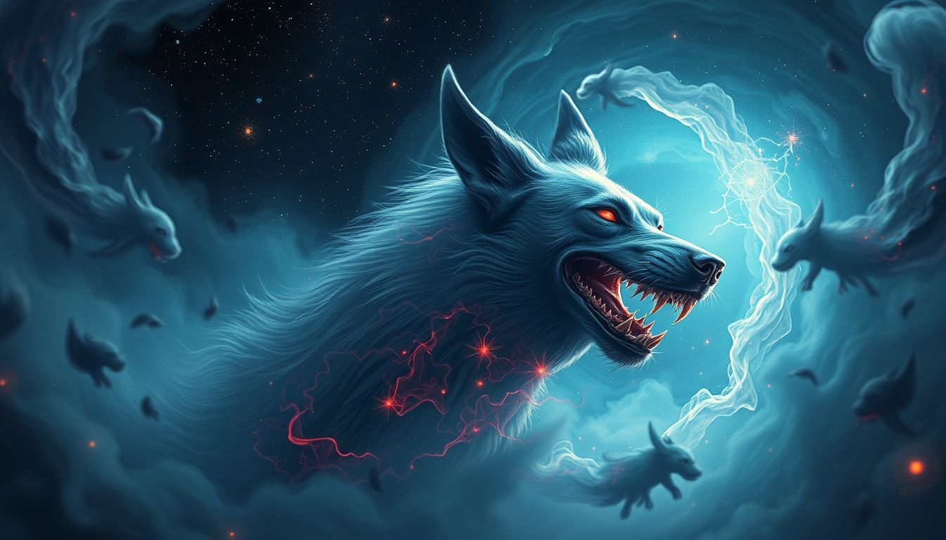 Ein blutiger Metzgerhund symbolisiert oft unterdrückte Aggression und Gefahr.