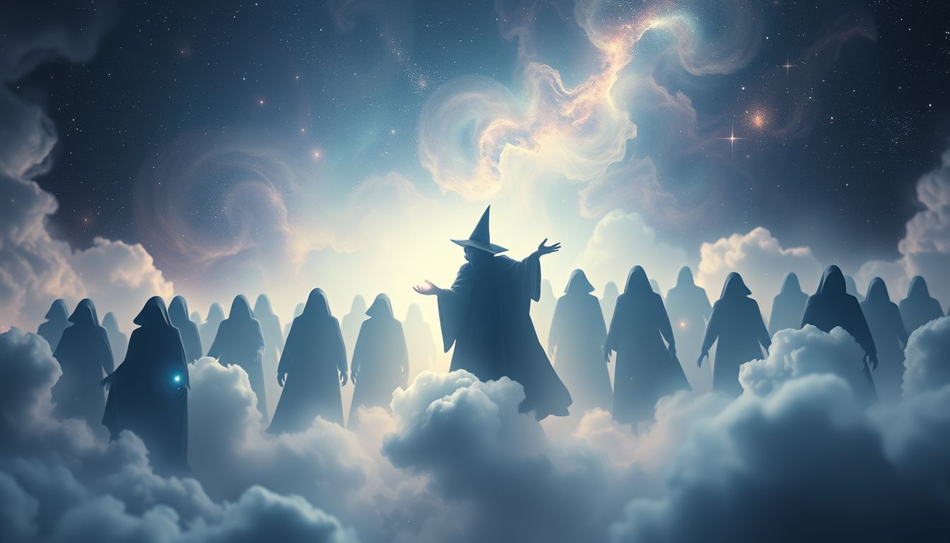 Einen Zauberer in der Gruppe sehen symbolisiert verborgene Fähigkeiten.