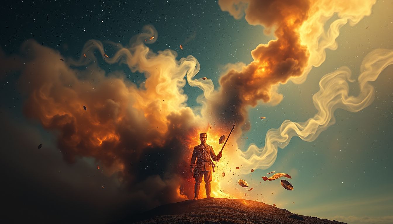 Ein desertierter Zouave symbolisiert innere Konflikte und Fluchtgedanken.