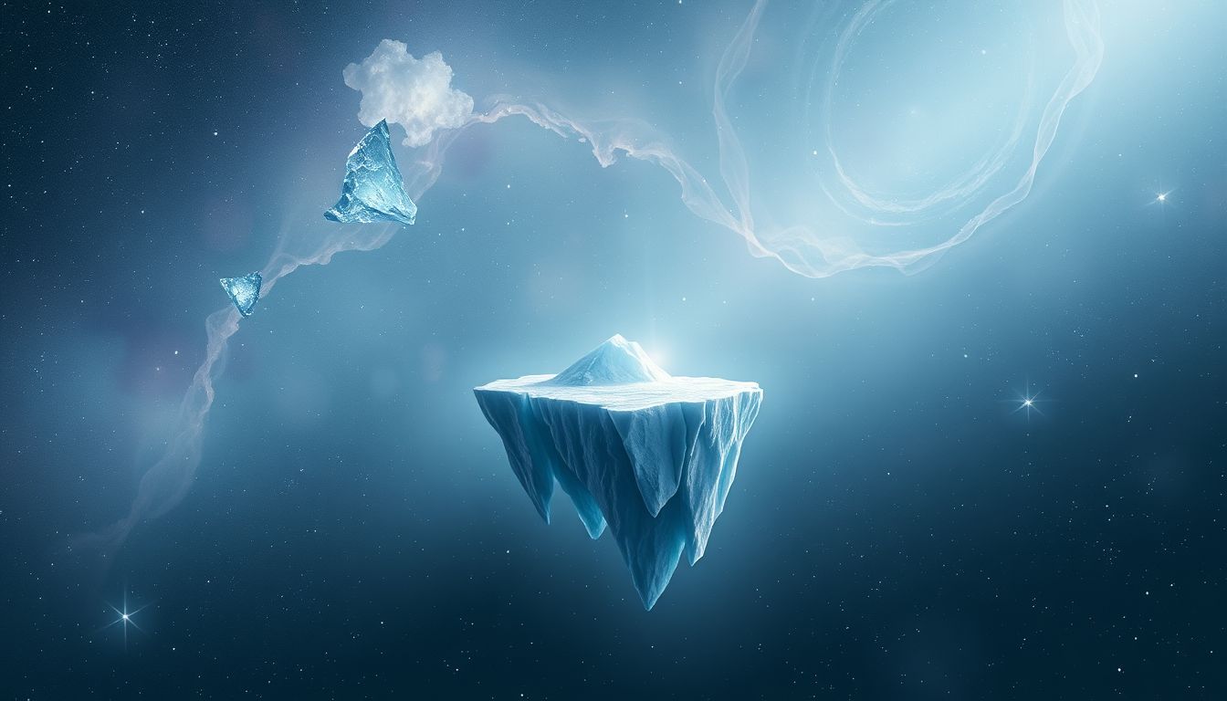 Gestrandet auf Eisberg symbolisiert emotionale Isolation und innere Kälte.