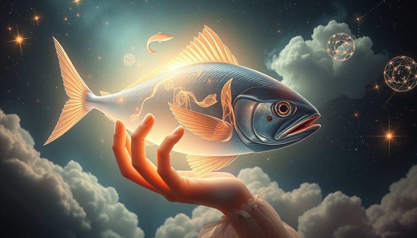 Von einem Thunfisch gebissen symbolisiert unerwartete Herausforderungen im Leben.