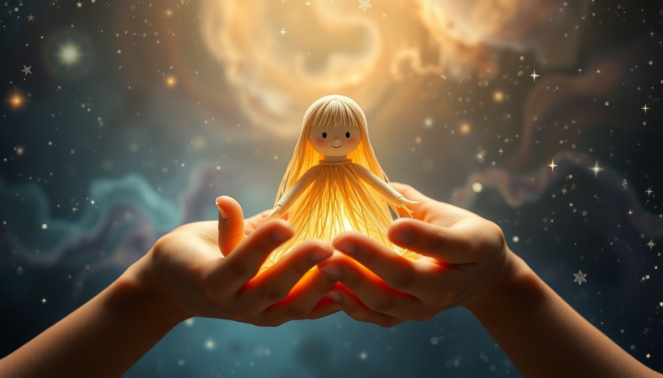 Eine Strohpuppe als Geschenk symbolisiert Schutz und unerwartete Hilfe.