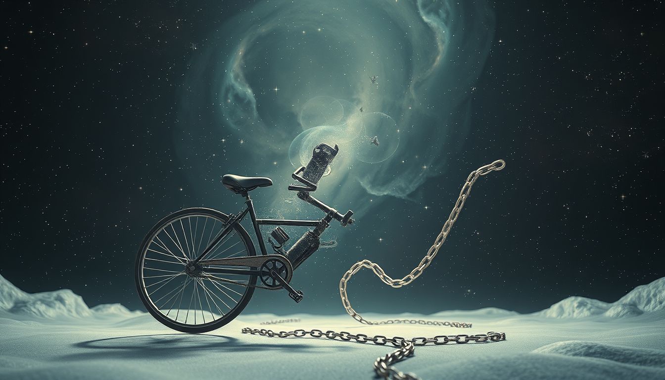 Ein gestohlenes Fahrrad symbolisiert oft den Verlust der persönlichen Freiheit.