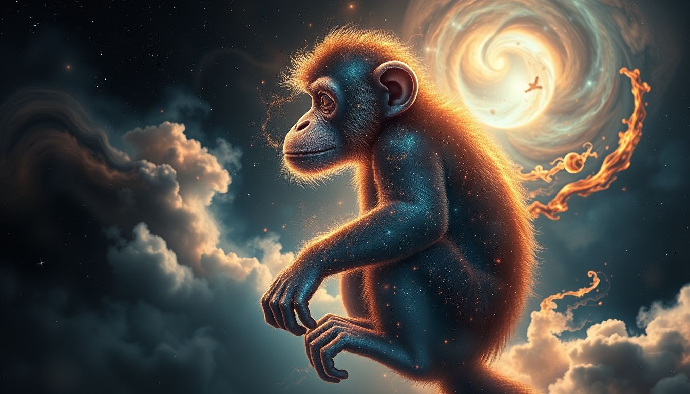 Der Affe symbolisiert im Traum menschliche Instinkte und Nachahmung.