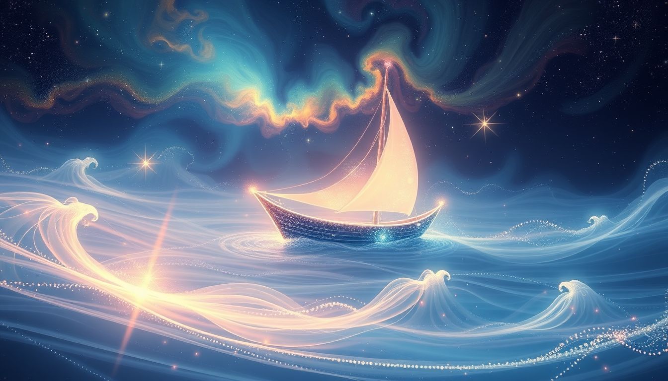 Ein sprechendes Boot symbolisiert innere Weisheit und Lebensführung.