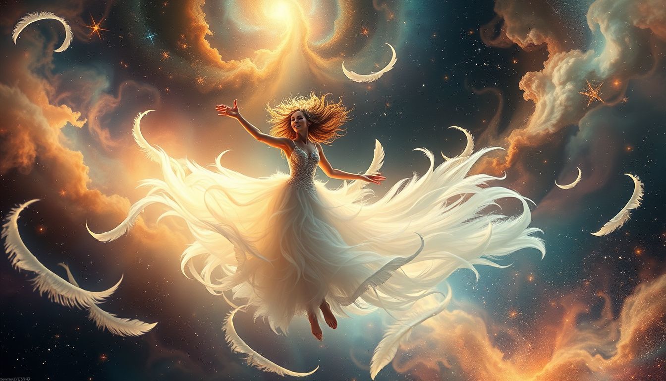 Ein Federkleid symbolisiert Freiheit und ekstatischen Selbstausdruck im Tanz.
