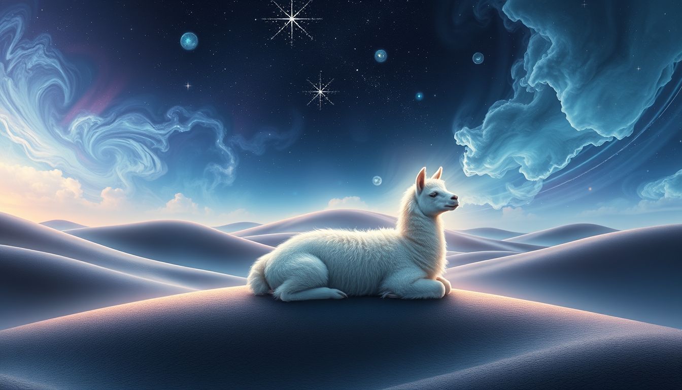 Ein friedliches Lama symbolisiert Gelassenheit und innere Harmonie.