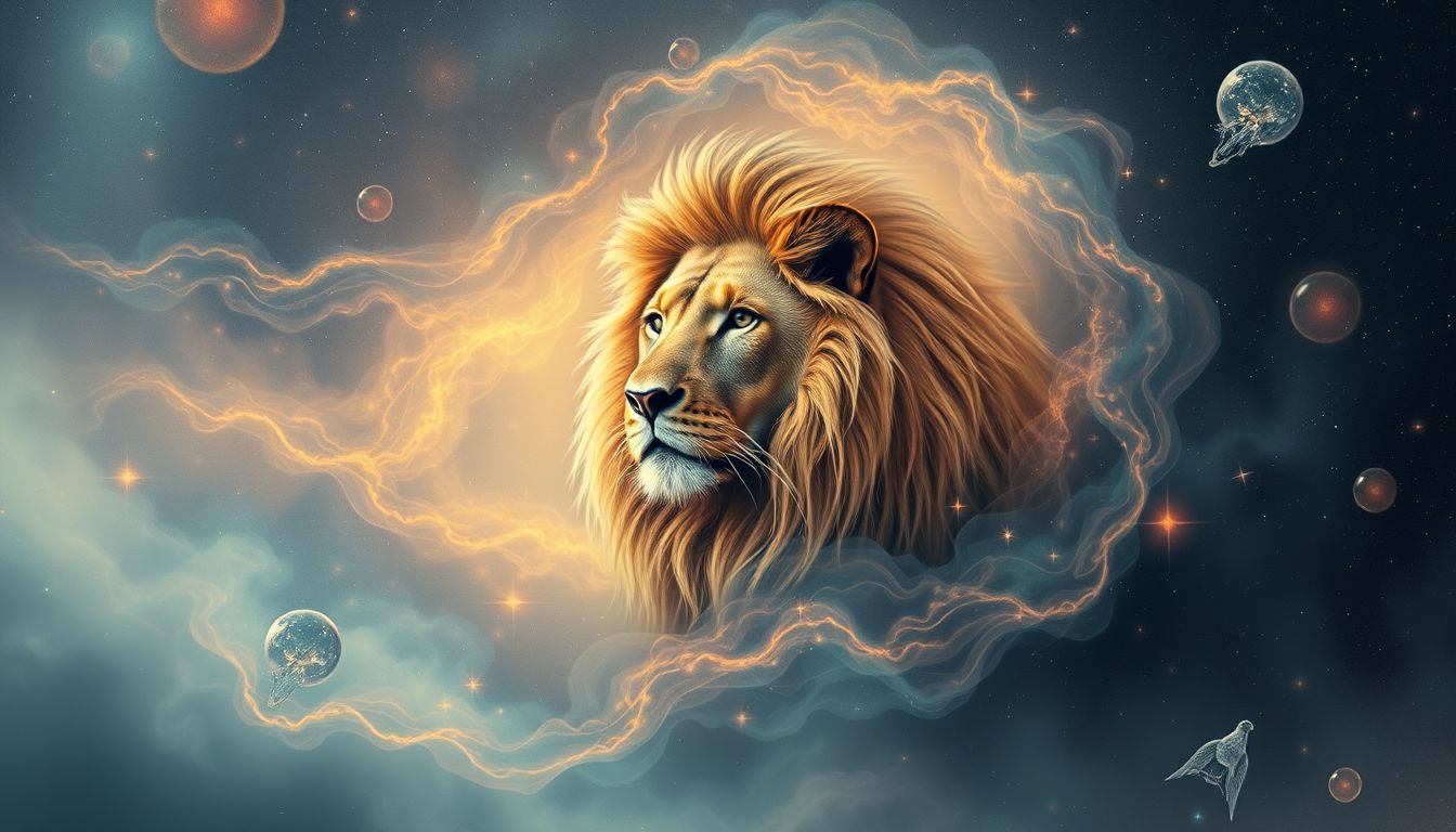 Ein gezähmter Löwe symbolisiert innere Stärke und Selbstkontrolle.