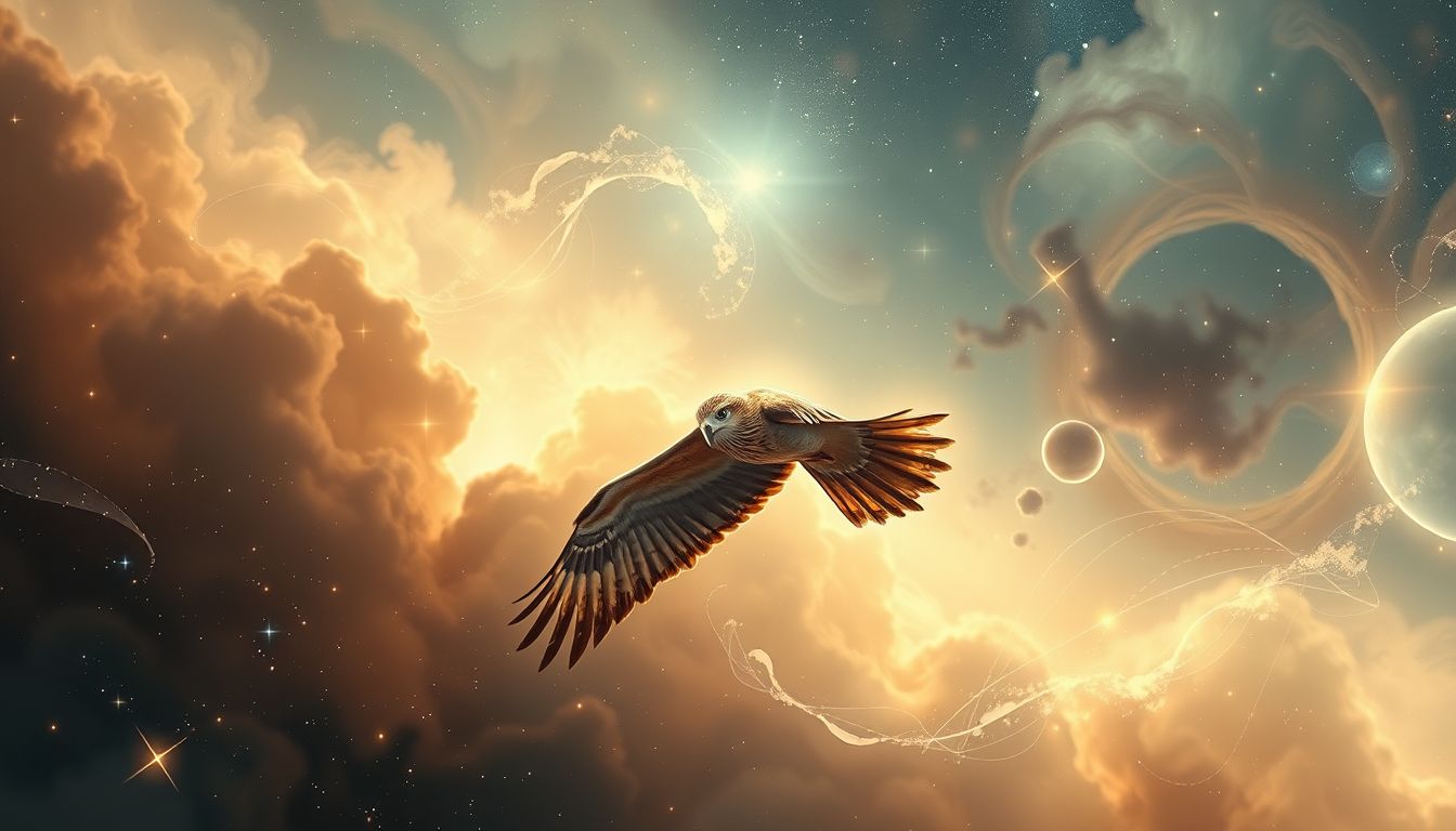 Ein kreisender Weihe symbolisiert Freiheit und spirituelle Klarheit im Traum.