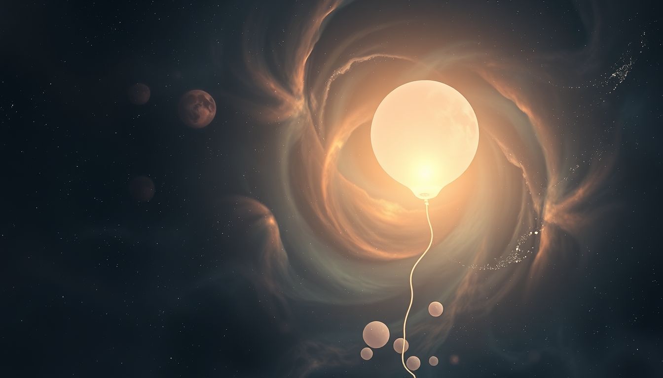 Ein verlorener Luftballon symbolisiert oft Loslassen und Abschiednehmen.