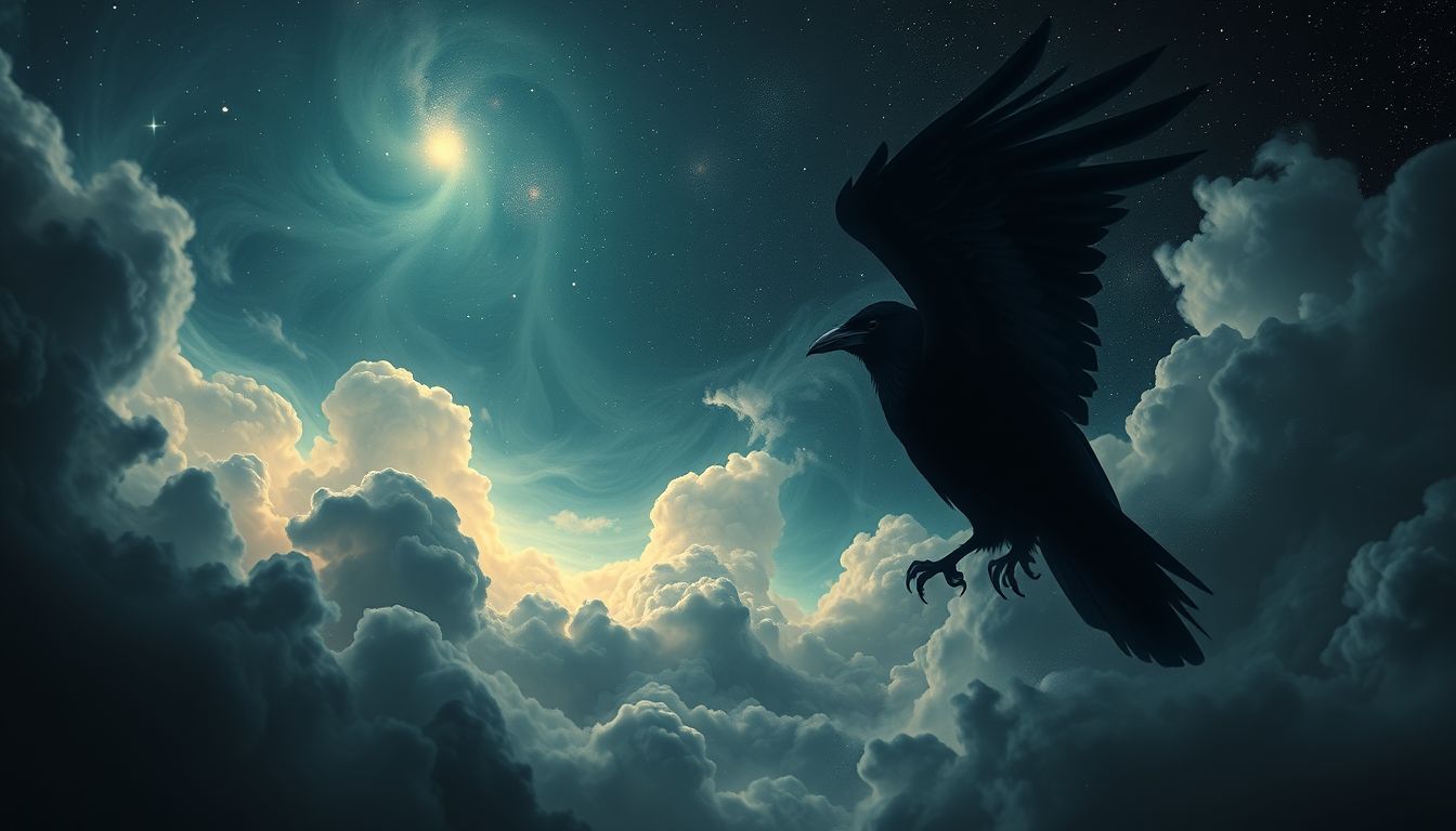 Ein Rabe in der Nacht symbolisiert oft verborgene Ängste und Geheimnisse.