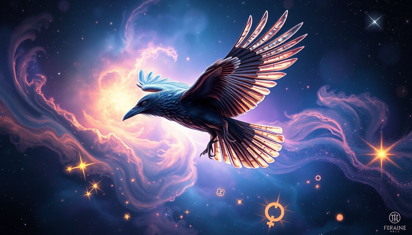 Ein glänzender Rabe symbolisiert oft verborgenen Wohlstand und Glück.