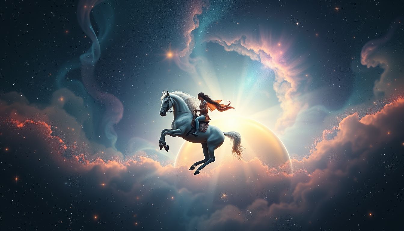 Ein reitendes Pferd symbolisiert Kontrolle über Lebensrichtung und Ziele.