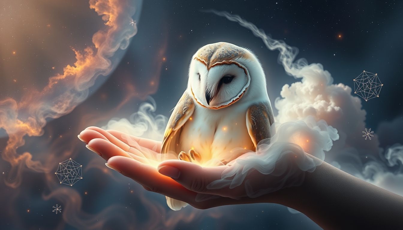 Eine zahme Schleiereule streicheln symbolisiert Weisheit und innere Ruhe.