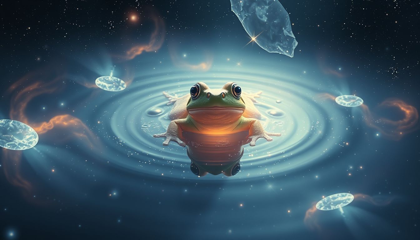 Einen Frosch im Wasser sehen symbolisiert emotionale Reinigung und Erneuerung.