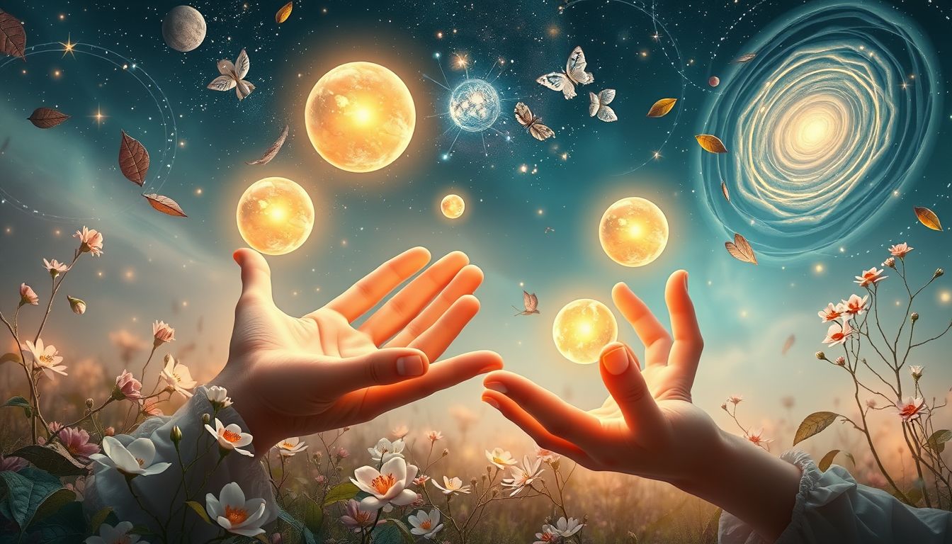 Jonglieren in der Natur symbolisiert Balance und inneres Wachstum.
