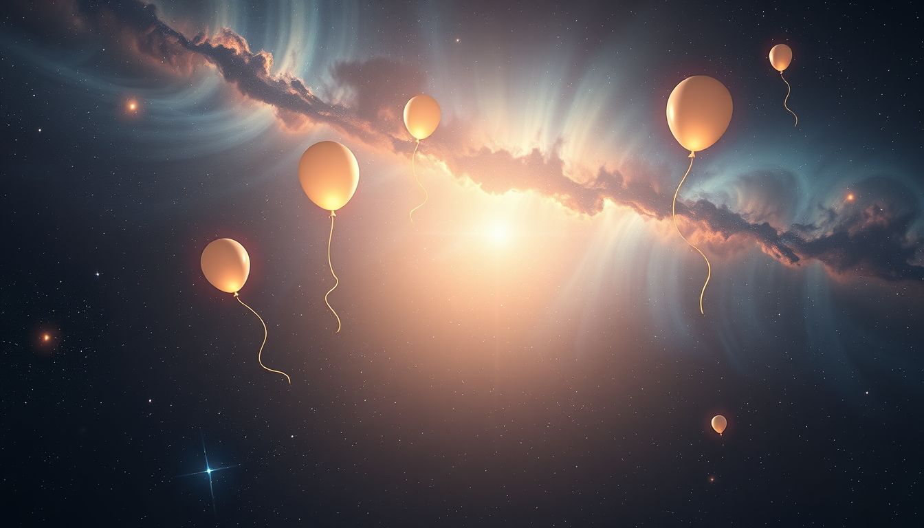 Luftballons im Himmel symbolisieren unerreichbare Träume und Hoffnungen.