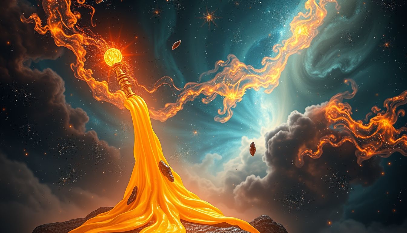 Ein im Feuer schmelzendes Szepter symbolisiert verlorene Macht.