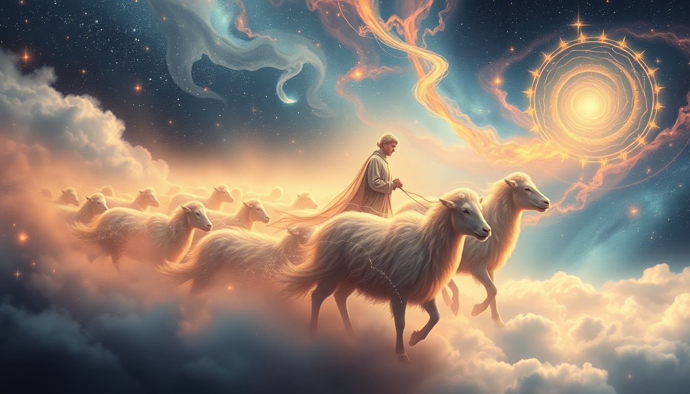 Ein freundlicher Hirte symbolisiert Führung, Schutz und innere Harmonie.