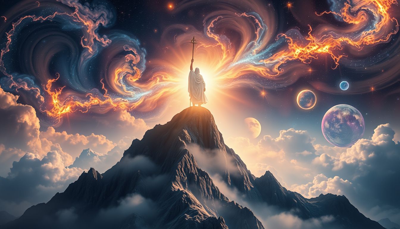 Moses empfängt auf dem Berg Sinai die zehn Gebote Gottes.