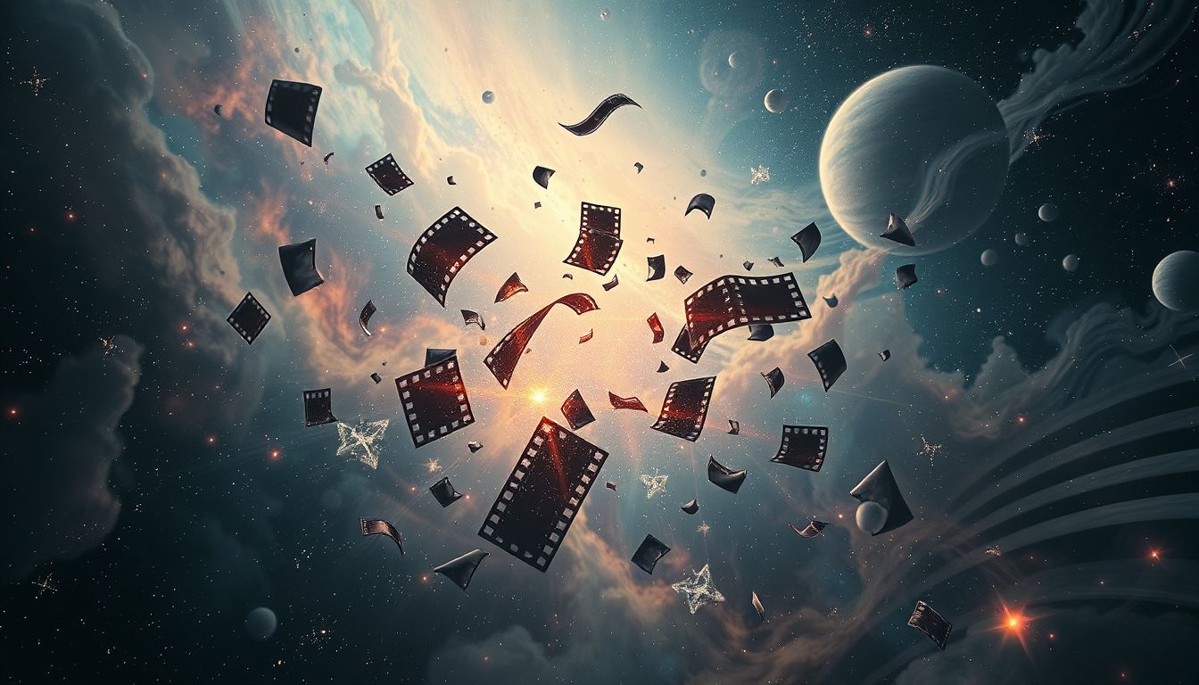 Ein Kinofilm, der reißt, symbolisiert unterbrochene Lebensfreude.