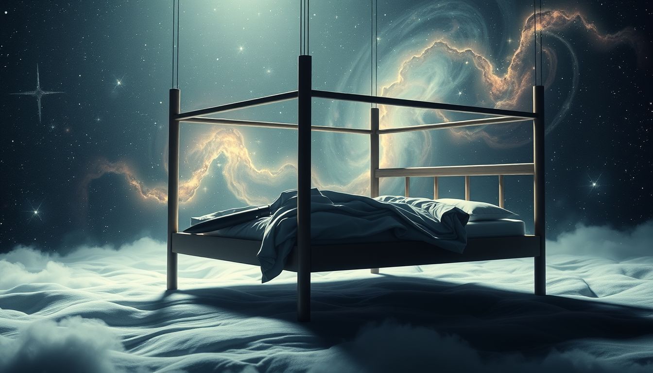 Ein Seitengewehr unter dem Bett symbolisiert versteckte Konflikte.
