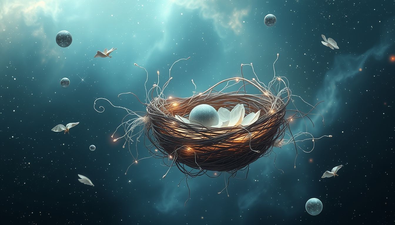 Ein ungewöhnliches Vogelnest symbolisiert kreative und unerwartete Lebenswege.