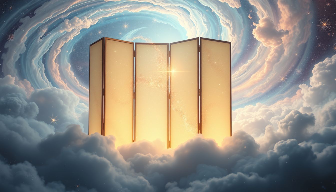 Ein sich bewegender Paravent symbolisiert verborgene Veränderungen im Leben.