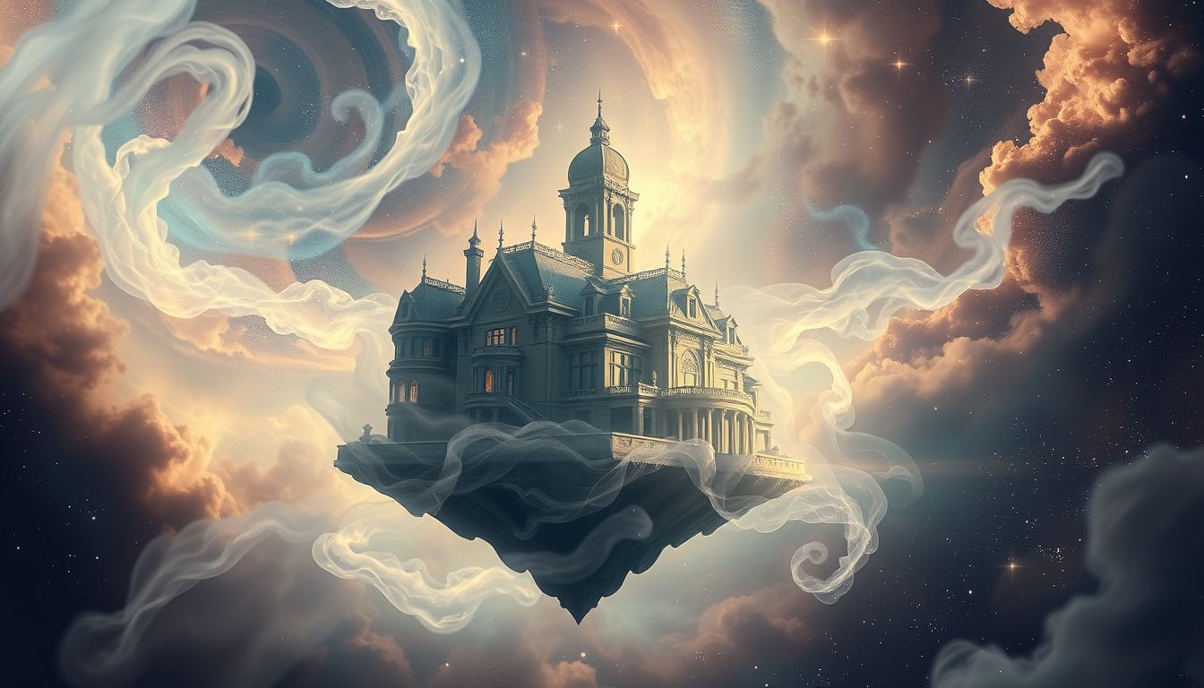 Ein geisterhaftes Herrenhaus symbolisiert ungelöste innere Konflikte.