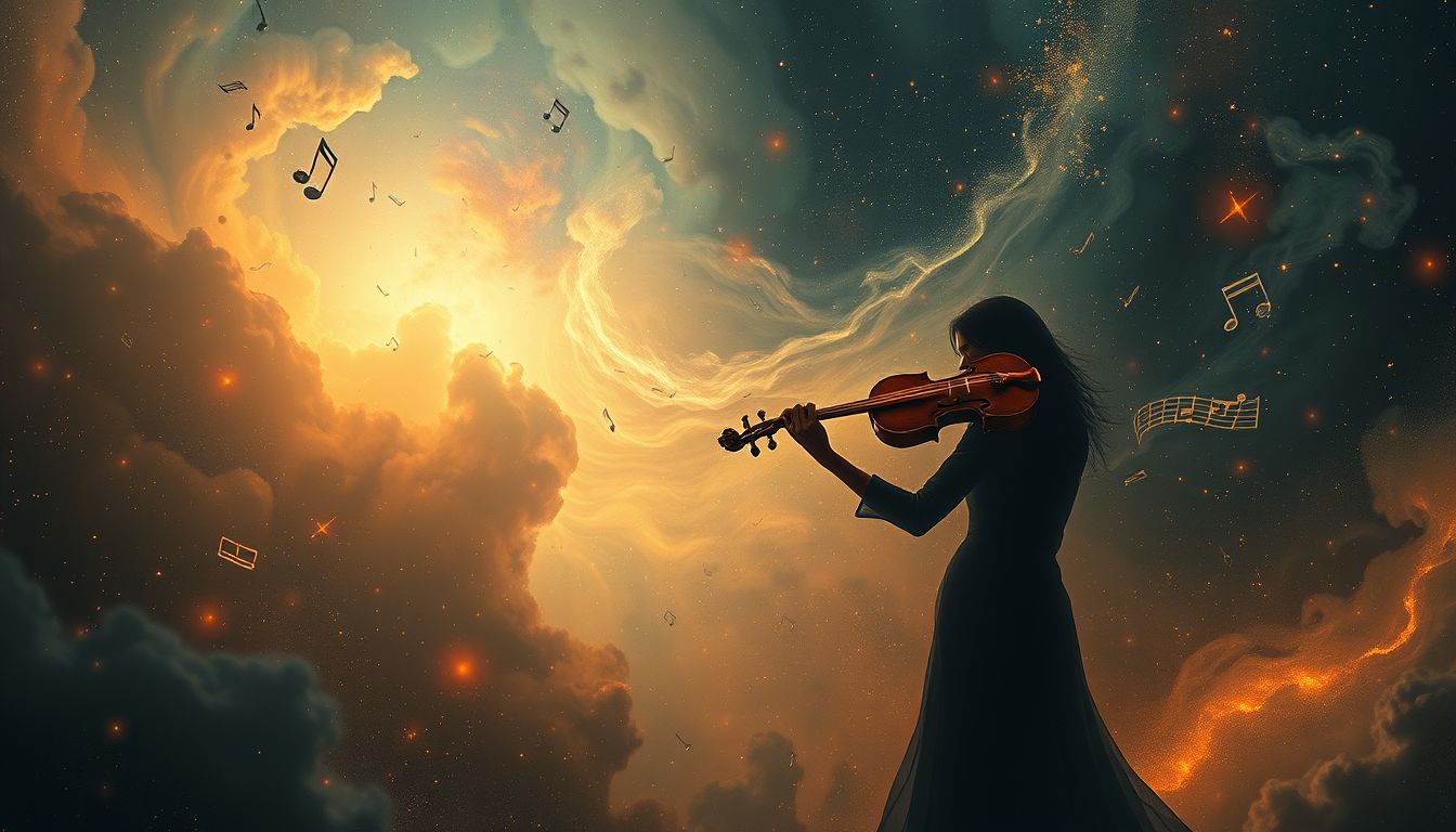Ein feindliches Violinkonzert symbolisiert unerwartete Konflikte und Herausforderungen.