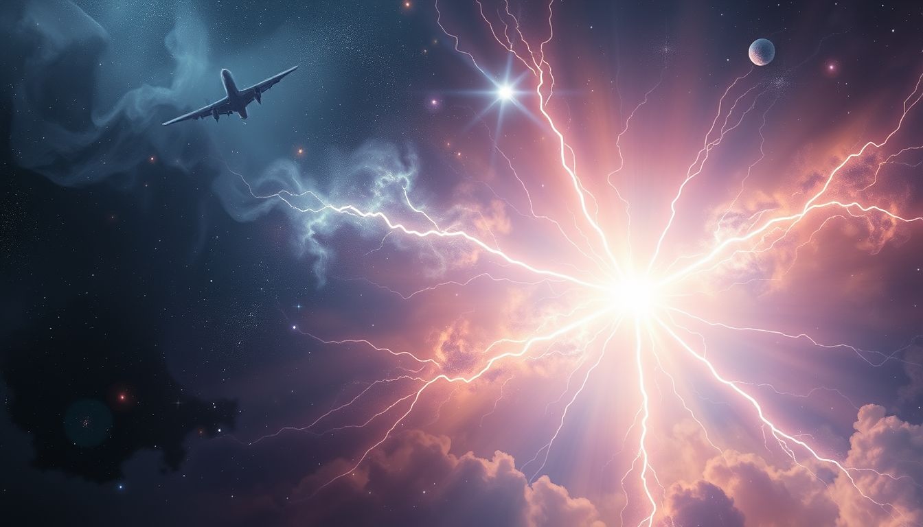 Eine Aura mit Lichtblitzen symbolisiert plötzliche Erkenntnis und Energie.
