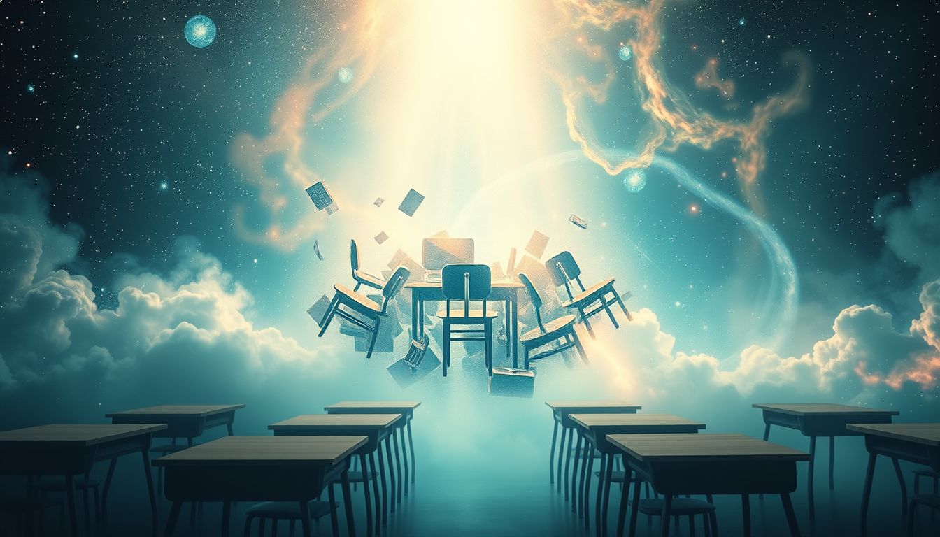 Eine ehemalige Klassenraum-Dependance symbolisiert Lernprozesse und Entwicklung.
