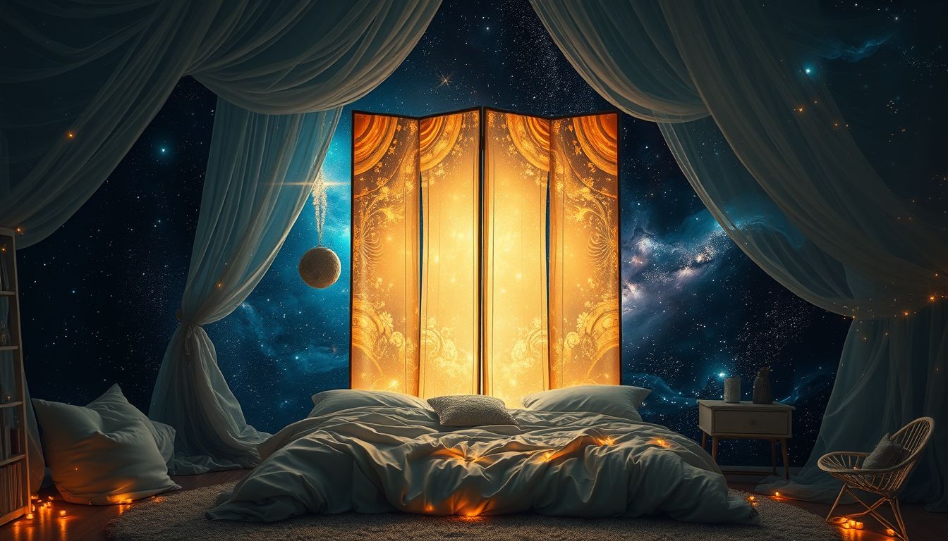 Ein Paravent im Schlafzimmer symbolisiert Schutz vor inneren Konflikten.