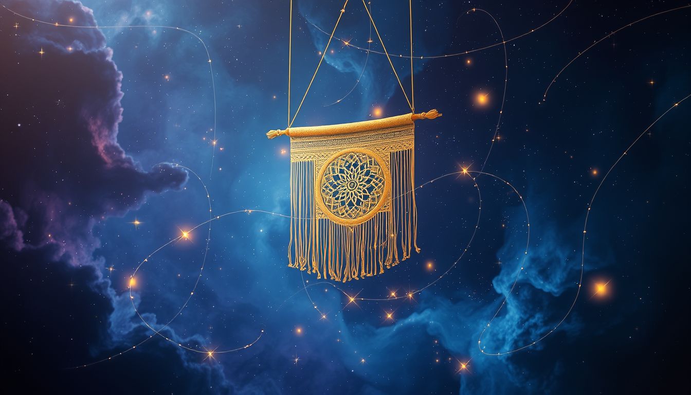 Ein goldener Wandteppich symbolisiert Reichtum und inneren Wert.